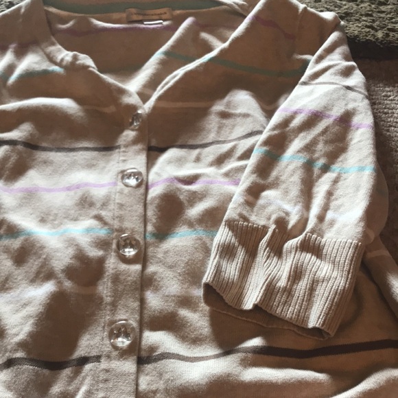 Christopher & Banks Cardigan5clear buttons-tan,brown,white,purple,mint - Picture 3 of 6